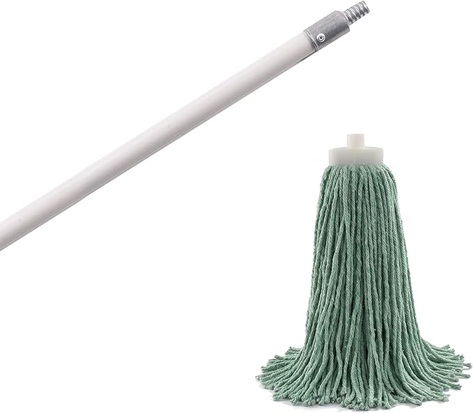 Matthew Cleaning Commercial Screw On Mop Handle for Floor Cleaning Heavy Duty Mop Head Replacement Holder 60inch with Threaded Metal Tip(Gray, 6 Pack)