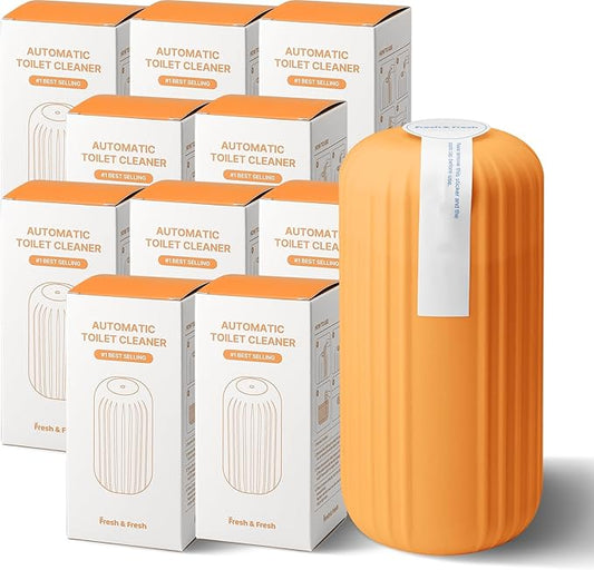 Fresh & Fresh Automatic Toilet Bowl Cleaners (Sunset Orange) - 10 Bottles(UPTO 2500 FLUSHES/Bottle), Commercial and Residential Toilet Cleaner 3-4 MONTH Lasting Toilet Bowl Cleaner Bottle