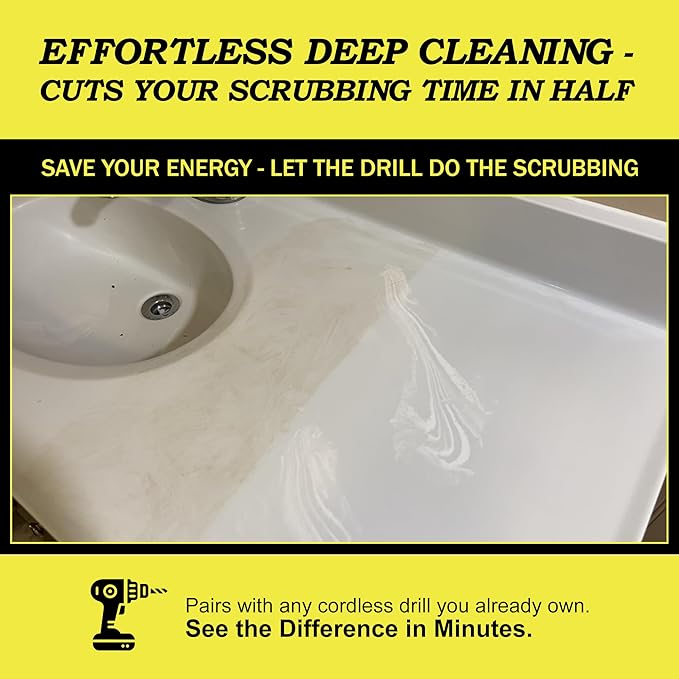 Drillbrush Drill Brush Attachment Set – Power Scrubber Brush for Tub, Tile, Shower, and Grout – All-Purpose Household Cleaning Brushes for Drill, Auto Detailing Brushes - Electric Grout Cleaner Kit