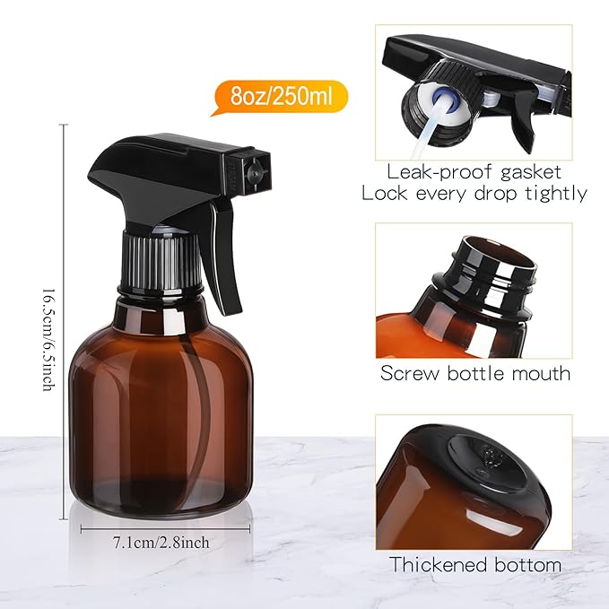 Jinei 24 Pcs 8 oz Empty Plastic Spray Bottle with Trigger Sprayers Pet Adjustable Head from Fine to Stream Refillable for Hair Plants Cooking Pets, No Leakage(Black)