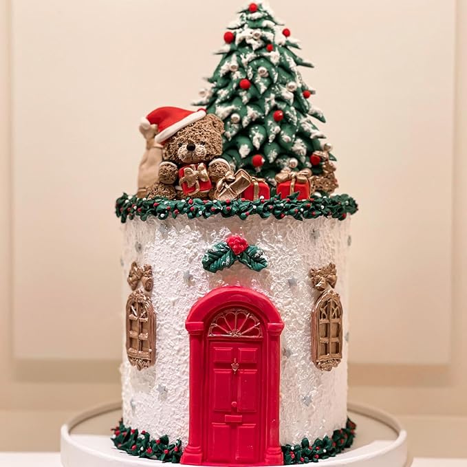 Window Silicone Fondant Molds, Door Chocolate Molds for Cake Decoration Cupcake Topper Candy Gum Paste Sugar Craft Polymer Clay Set of 3