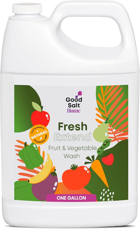 Good Salt Home Fresh Extend Fruit and Vegetable Wash, Natural Produce Cleaner, Made in the USA, 1 Gallon Bottle