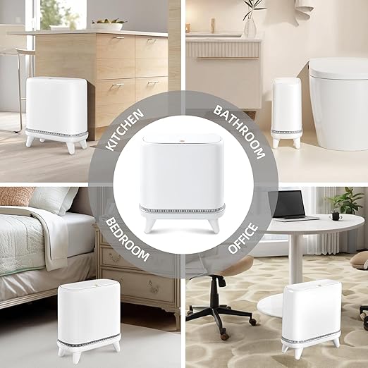 Bathroom Trash Can with Lid, Vacuum Adsorption Small Garbage Can 3.2 Gallon Press Top Lid Trash Bin with Legs Waterproof Waste Basket for Bathroom Bedroom Office Home RV