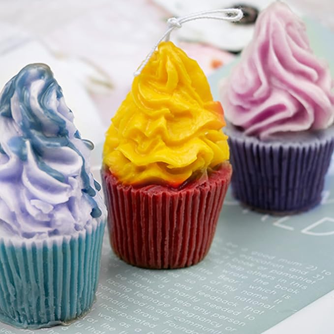 Wehous 2PCS Silicone Candle Mold, Cupcake Shape Soap Mold Resin Candle Mold for Epoxy Casting 3D Cute Ice Cream Chocolate Fondant Cake Mould for DIY Dessert Candle Soap Wax Resin Clay Craft Home Decor