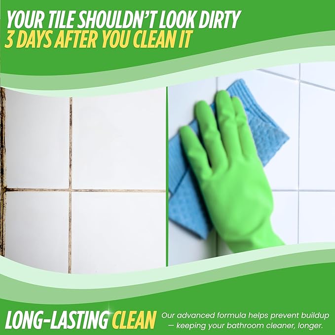 Oh Yuk Tub and Tile Cleaner – Combo Pack with Spray and Concentrate Refill | Cleans Tubs, Tiles, and Shower Walls | 4X Long-Lasting Value | Biodegradable, Vegan, Cruelty-Free | Made in USA