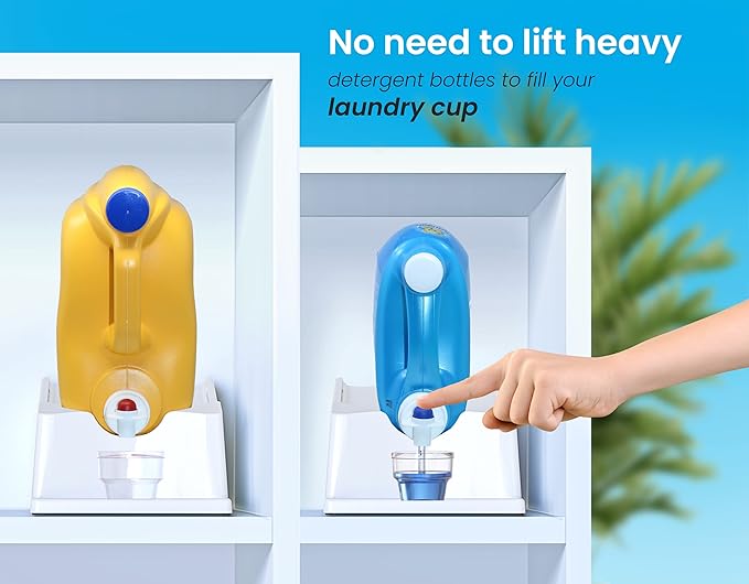 TidyFriend 3 Pack Liquid Laundry Detergent Holder Stand with Drip Tray & Rubber-Grip Feet, Stand for Laundry Room Organization and Storage, Fabric Softener Dispenser with Cup Holder (White)