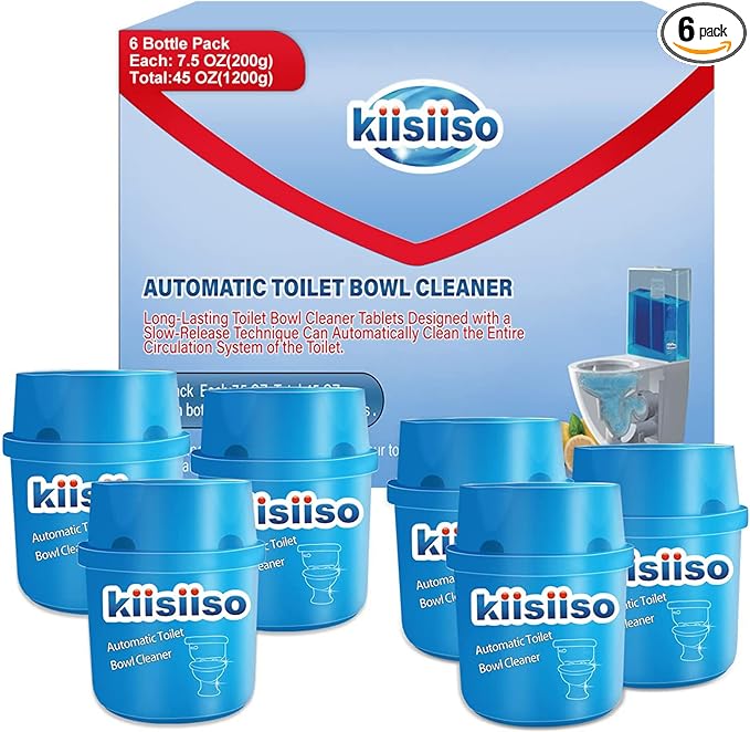 KIISIISO Toilet Bowl Cleaners 6 Bottles, Automatic Long-Lasting Toilet Bowl Cleaner Tablets in Bottle,for About 6 Months' Supply, Blue