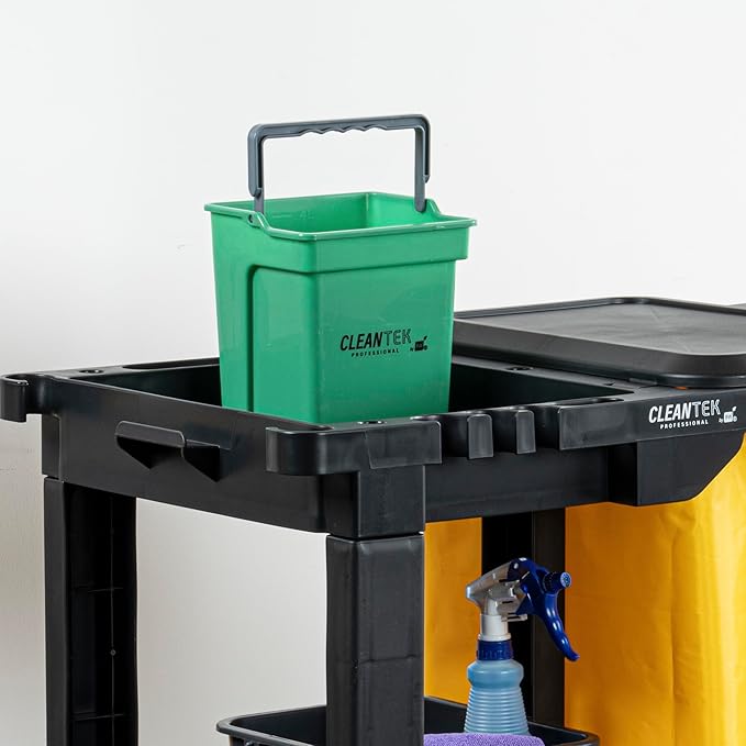 Restaurantware-Clean Tek Professional 4 Quart Cleaning Bucket, 1 Utility Pail with Handle - Heavy-Duty, Portable, Green Plastic Washing Pail, Perfect for Household, Outdoor, Car Wash and More