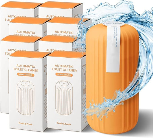 Fresh & Fresh Automatic Toilet Bowl Cleaners (Sunset Orange) - 8 Bottles(UPTO 2500 FLUSHES/Bottle), Commercial and Residential Toilet Cleaner 3-4 MONTH Lasting Toilet Bowl Cleaner Bottle