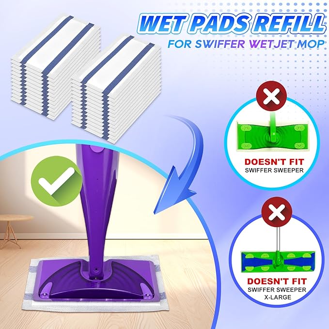 25 Count Disposable Mop Pads Compatible with Swiffer WetJet Hardwood Floor Spray Mop, Mopping Pads Compatible with Swiffer All-in-One Mopping Cleaner Starter Kit