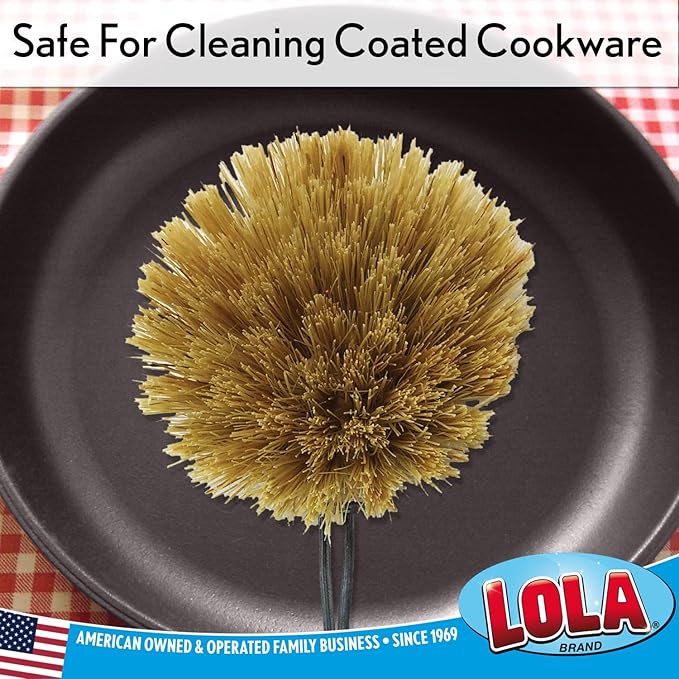 LOLA Replacement Large Head for The Original Tampico Vegetable & Dish Brush, Birchwood & Poly Bristles, Reusable & Washable, 1 Pack