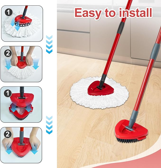 Mop Heads Replacement for Ocedar, Mop Replace Head for Ocedar EasyWring 1 Tank, Microfiber Spin Mop Refills, Include 5 Spin Mop Replacement Head Deep Cleaning Machine Washable with 2 Scrubber Mop Head