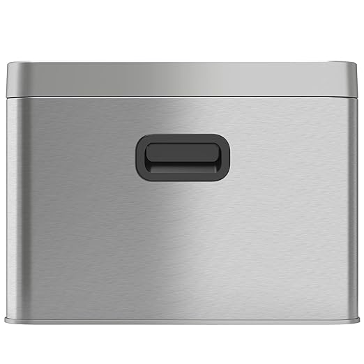 iTouchless 20 Liter / 5.3 Gallon Open Top Waste Trash Can & Recycle Bin with 2 Recycle Stickers, Dual Compartment Slim Stainless Steel Container