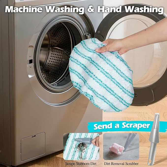 MASTERTOP Microfiber Flat Mop, Extra Large Surface Dust Mop with 5 Wet & Dry Reusable Pads, Hardwood Mops with Telescopic Handle for Laminate, Tile, Vinyl Floor Cleaning, 1 Cleaning Scraper