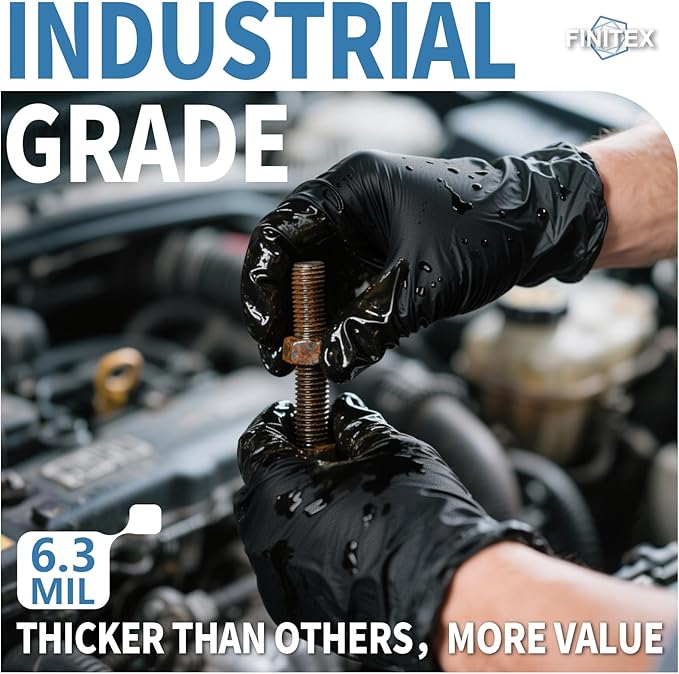 FINITEX Black Nitrile Disposable Medical Exam Gloves - 100/1000 PCS 6.3mil Gloves Powder-Free Latex-Free Food Gloves