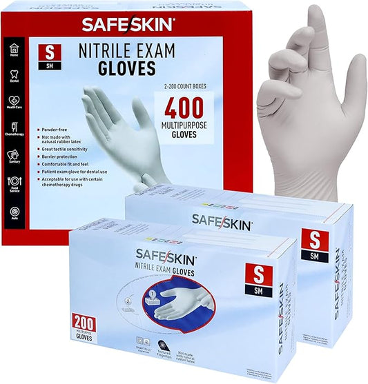 SAFESKIN Nitrile Exam Gloves Disposable Powder-Free Gloves for Medical, Dental, Cleaning, Cooking, Chemotherapy, 3.5 Mil Gray