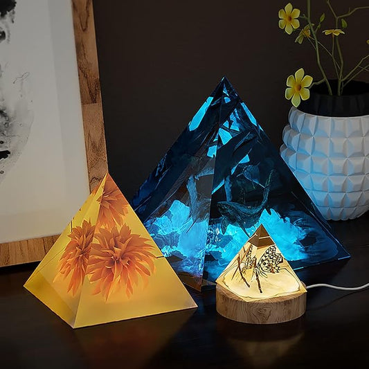 3D Pyramid Candle Molds - Set of 3, Silicone Resin Casting Molds for Craft Supplies