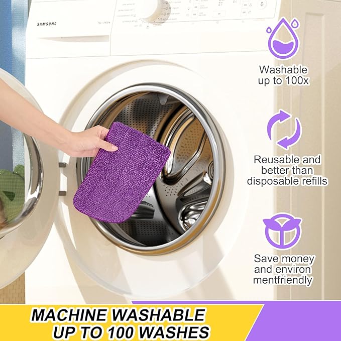 8 Pack 16.5 inch Reusable Mop Pads Microfiber Spray Mop Replacement Heads for Wet/Dry Mops Compatible with Bona Floor Care System (4 Color Mops)