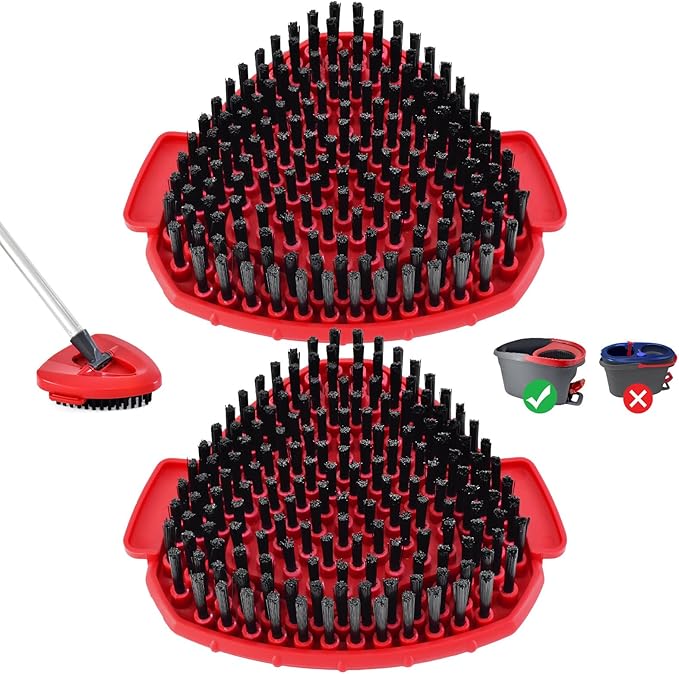2 Pack Upgrade Scrub Brush Replace Heads Compatible with O Cedar EasyWring 1 Tank Spin Mop, Scrubber Brush Head for Ocedar EasyWring Spin Mop Scrubby Head Brush, More Layers of Bristles to Floor Clean