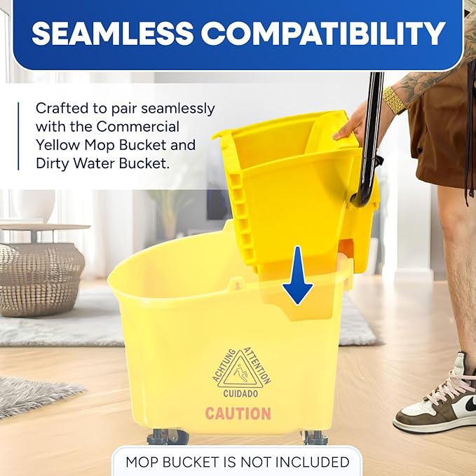 Mop Wringer Only Side Press Wringer Replacement for Commercial Mop Bucket on Wheels - 26-Quart or 35 Quart, Yellow
