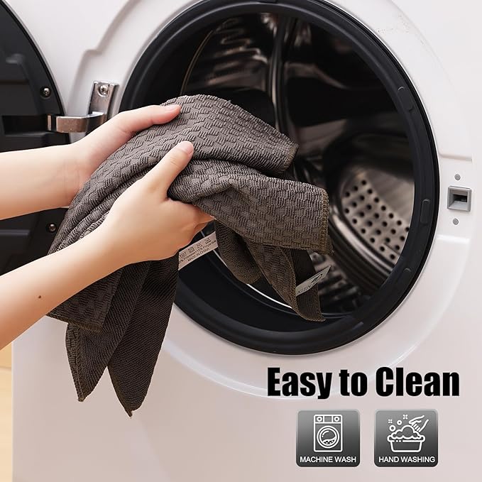 Kitinjoy Microfiber Cleaning Cloth, 12 Pack Soft and No Lint Microfiber Towels Cleaning Supplies, Absorbent Fast Drying Cleaning Rags for Housekeeping, Kitchen, Window, 12 x12 Inches, Brown