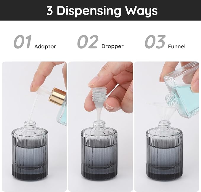 Segbeauty 1oz Perfume Spray Bottle, 30ml Empty Fine Mist Cologne Glass Bottle, Pack of 4 Large Travel Refillable Perfume Dispenser for Fragrance, Black Cologne Atomizer with Transfer Tool for Men