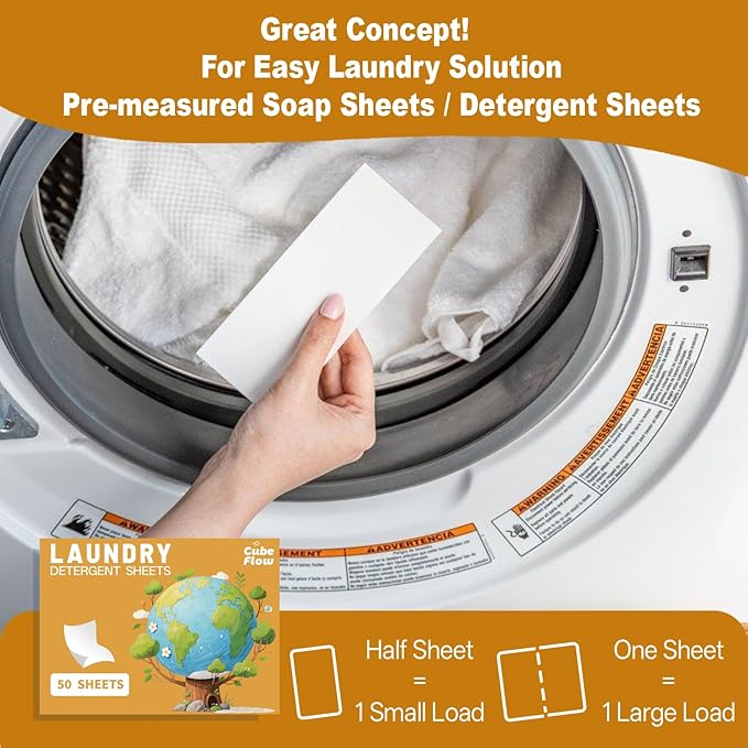 Linen Scented Laundry Detergent Sheets | 100 Loads | Natural Freshness & Deep Cleaning | Liquidless, Pre-Measured Eco Sheets | Plastic-Free, Hypoallergenic & Travel Friendly