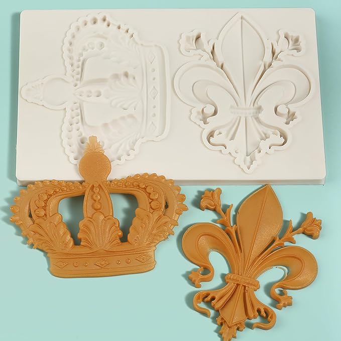 1 Pcs Baroque Embossed Scroll Silicone Mold, Crown Cake Decoration Fondant Mold for Kitchen Baking Cookie Cupcake Decoration Candy Chocolate and Resin Pendant Clay