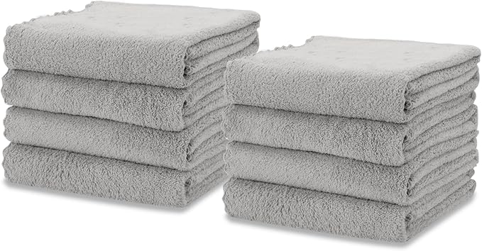 kimteny Kitchen Cloth Dish Towels, 13x28 Inches Premium Dishcloths, Super Absorbent Coral Velvet Microfiber Cleaning Cloths, Fast Drying Rags for Washing Dishes (13x28-8 Pack, Grey)