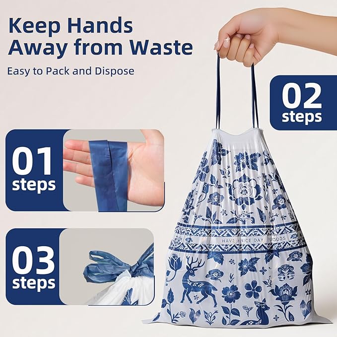 13 Gallon Trash Bags Drawstring, 60 Counts Tall Kitchen Trash Bags, Sturdy Large Trash Bags, Colored Garbage Bags 13 Gallon Tall Kitchen, Tear Resistant Kitchen Garbage Bags for Kitchen, Bathroom