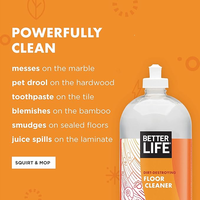 Better Life Floor Cleaner - Liquid Multipurpose Cleaner for Wood, Tile, Laminate, Vinyl, Bamboo - Hardwood Floor Cleaner for Mopping - Citrus Mint 32oz