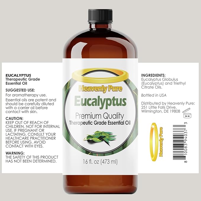 Eucalyptus Essential Oil 16 oz Large Bottle for Spray, Diffuser, Humidifier - 473 ml