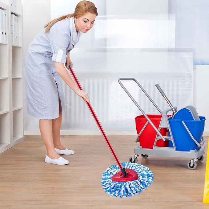 2 Pack Mop Replace Heads Compatible for OCeda, Spin Mop Refill Head Replacement for RinseClean 2-Tank System - Fluffy Microfiber, Machine Washable and Easy to Replace