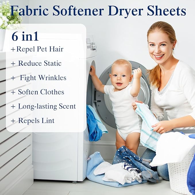 18 Pack Dryer Sheets Bulk Fabric Softener Dryer Sheets Fabric Softener Plant Formula Organic Naturally Softens and Removes Static Cling, 40 Count