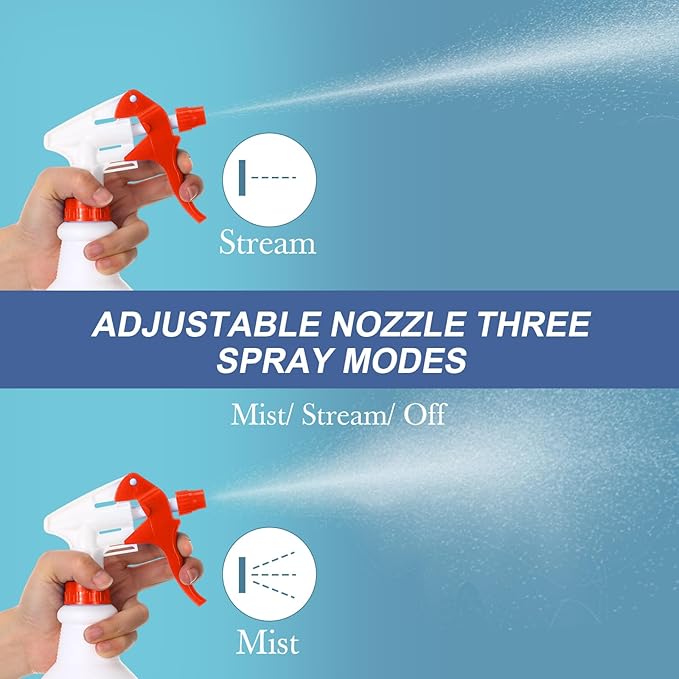 Zubebe 24 Pack 32 oz Plastic Spray Bottle Bulk Empty Leakproof Heavy Duty Spray Bottles for Cleaning Supplies Mist Bottles with Label and Adjustable Nozzle for Plant(Red and White,Clear Scale)