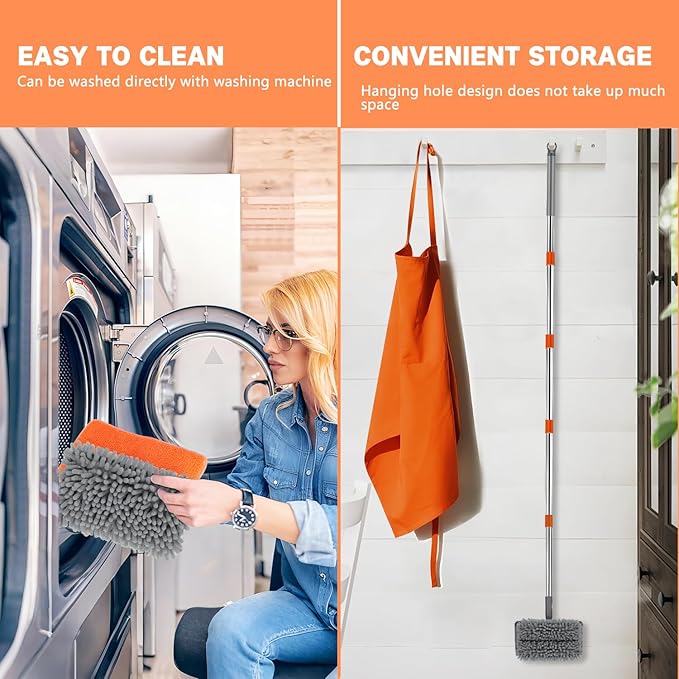 Ceiling Fan Cleaner Duster, Ceiling Fan Duster with 37"-80" Adjustable Length, Ceiling Fan Blade Cleaner Bidirectional 180° Rotation for Ceiling Fan, Window Walls Floor