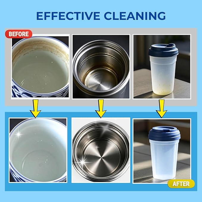 Bottle Cleaning Tablets, 36-Pack, Powerful Cleaner for Stainless Steel, Glass, Thermos, Tumblers, Hydration bladder and Reusable Water Bottles, Removes Stubborn Stains & Odors