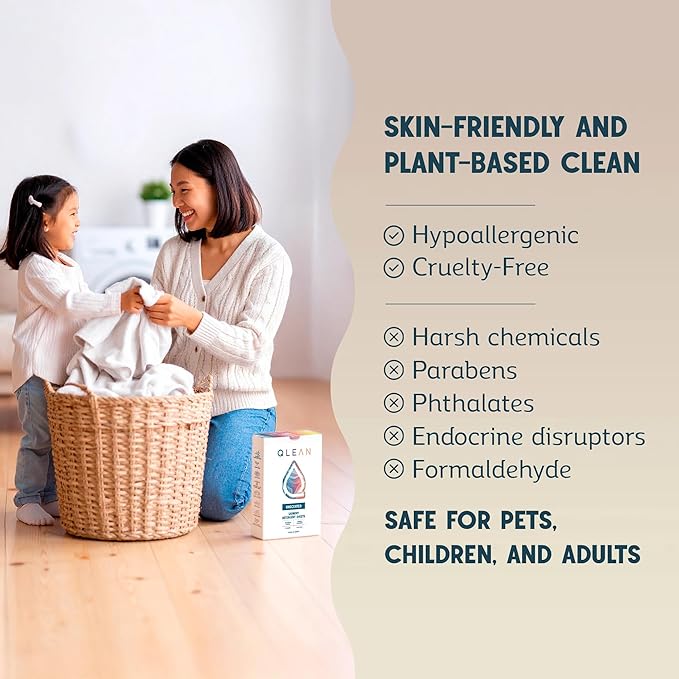 QLEAN Laundry Detergent Sheets (Travel Size 10 Loads) – Travel Laundry Detergent Sheets for Sensitive Skin, Unscented Fragrance Free Eco-Friendly Laundry Soap, HE & Standard Washer Safe, Stain Remover