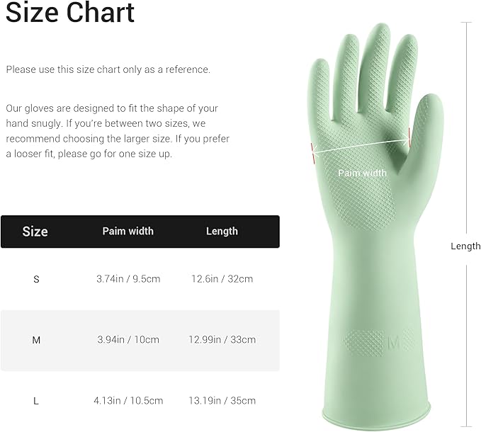 ThxToms 4 Pairs Rubber Kitchen Dishwashing Gloves, Reusable Household Cleaning Gloves,Non-Slip,Long-lasting