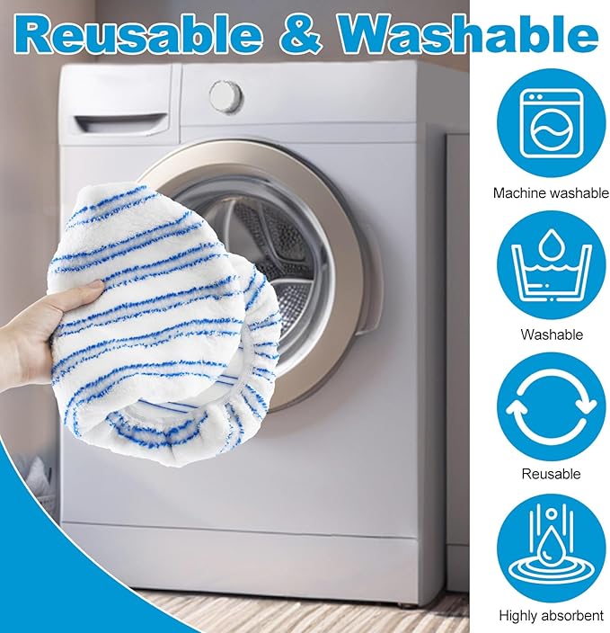 5 Pack Mop Heads Replacements for Ocedar Hardwood Floor 'N More Microfiber Mops,Terry Cloth Mops Refills 15 x 8 Flat Dust Mop Pads for O Cedar mop, Washable & Reusable Mopping Pads