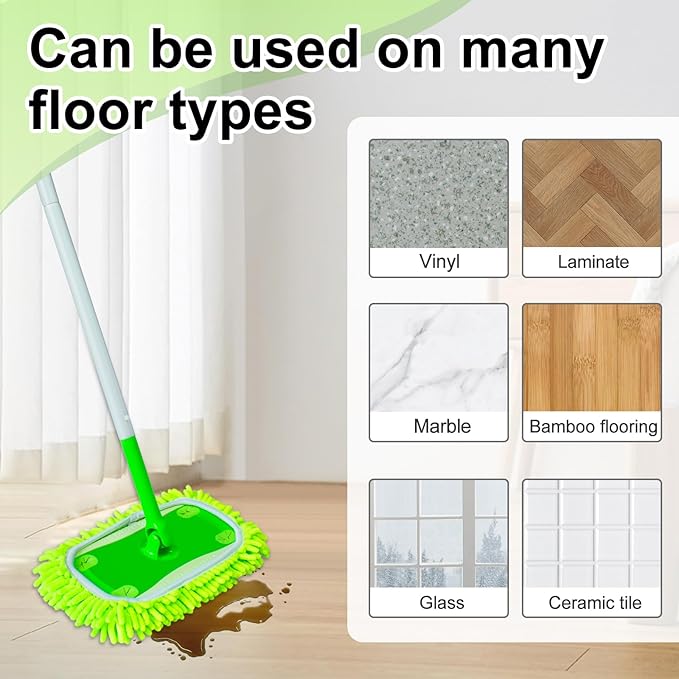 Reusable Mop Pads for Swiffer, 4-Pack Microfiber Washable Reusable Mop Duster Pads for Swiffer Sweeper Mop, Wet Dry Sweeping Mop Pad for Swiffer Sweeper Mop