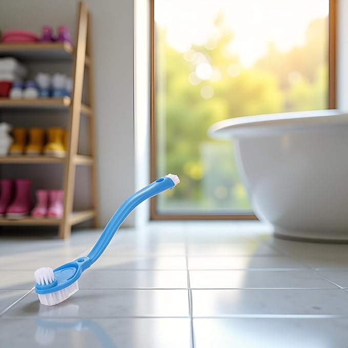 Household Cleaning Brushes Long Handle Double-Headed Shoes Cleaning Brushes Bathroom Kitchen Washing Tools (Blue)