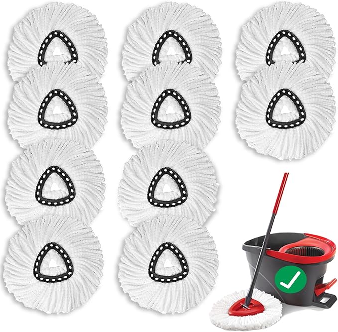 10 PCS Spin Mop Replacement Head for Ocedar,100% Microfiber Mop Heads Replacements with Cedar Mop Replace,360 Degree Round Refill Mop Head for Easy House Cleaning Floor Mopping,Make Cleaning Easier