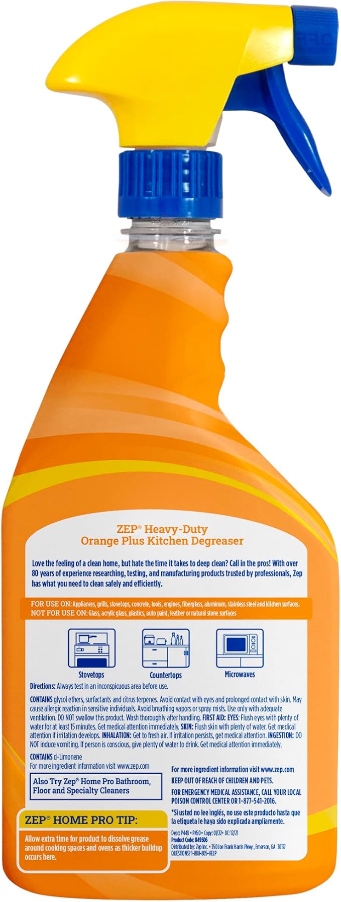 Zep Home Pro Orange Plus Kitchen Degreaser - 24 Fl. Oz. - R49506 - Pro Trusted Cleaning Power: Now in Refreshing Scents & Family Friendly Formulas (6)…
