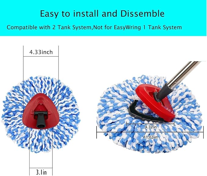 6 Pack Spin Mop Replacement Heads Compatible with Ocedar RinseClean 2 Tank Mop System,Microfiber Mop Refill Heads for O Cedar Cleaning All Hard-surfaced Floor