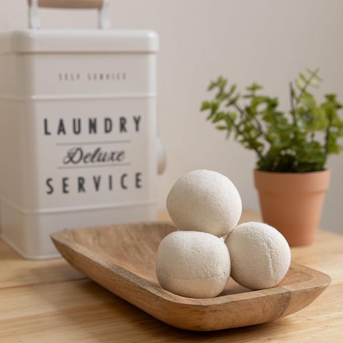 Cotton Dryer Balls Pack of 4, 2.75 in, Natural Plant-Based Vegan Fabric Softener, Reusable and Unscented, Oeko-Tex Certified Laundry Balls