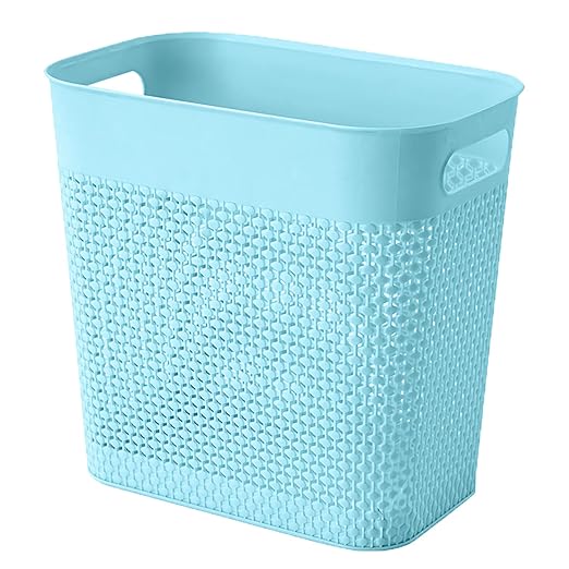 UUJOLY Plastic Small Trash Can Wastebasket, Garbage Container Basket for Bathrooms, Laundry Room, Kitchens, Offices, Kids Rooms, Dorms, (Blue, 3 Gallon)