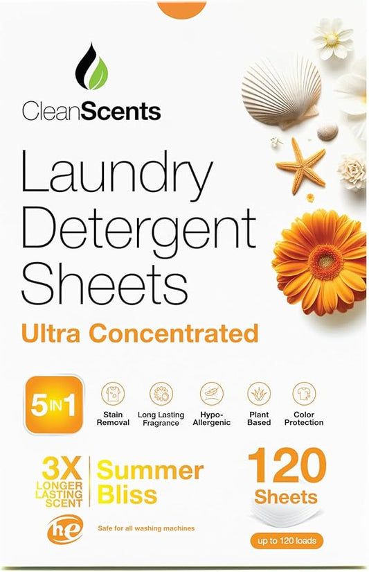 CleanScents Laundry Detergent Sheets (120 Sheets) (Summer Bliss)