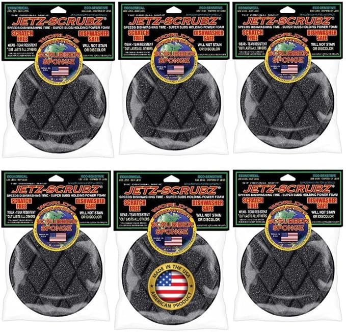 Jetz-Scrubz Classic Round Kitchen Scrubber Sponge Value Pack (Pack of 6)