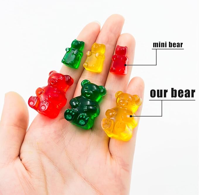 Large Gummy Bear Mold Candy Molds, Non-Stick Silicone Ice Cube Moulds Chocolate Molds BPA Free with 3 Droppers, Set of 3
